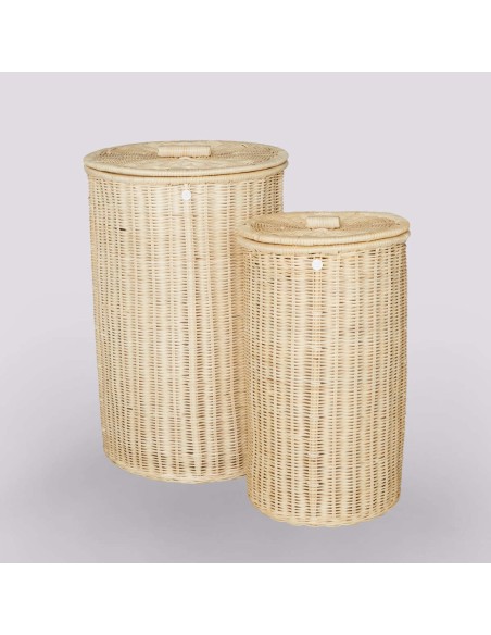 Lot de 2 paniers à linge en rotin ronds par KOK MAISON