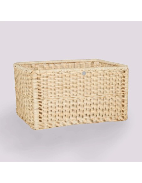 Large rectangular basket in natural rattan