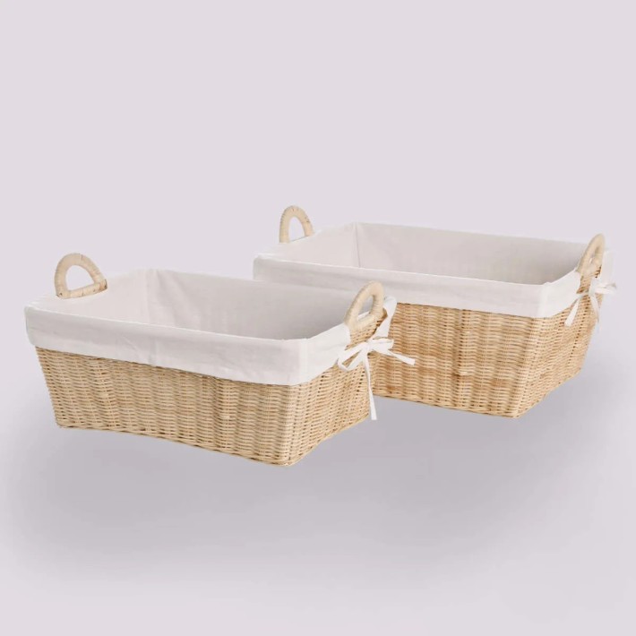 Lot de 2 mannes à linge en rotin naturel kok maison