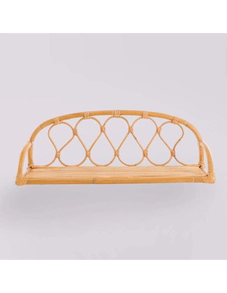Front view of Lily vintage rattan shelf