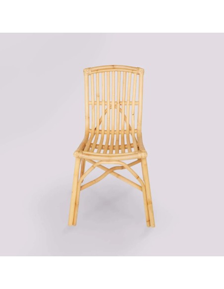 Vue de face chaise en rotin vintage MAGALIE
