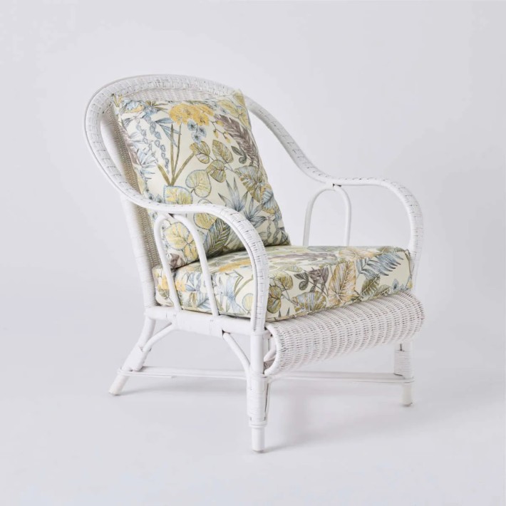 Fauteuil PRIMAVERA tissu bouquet écru