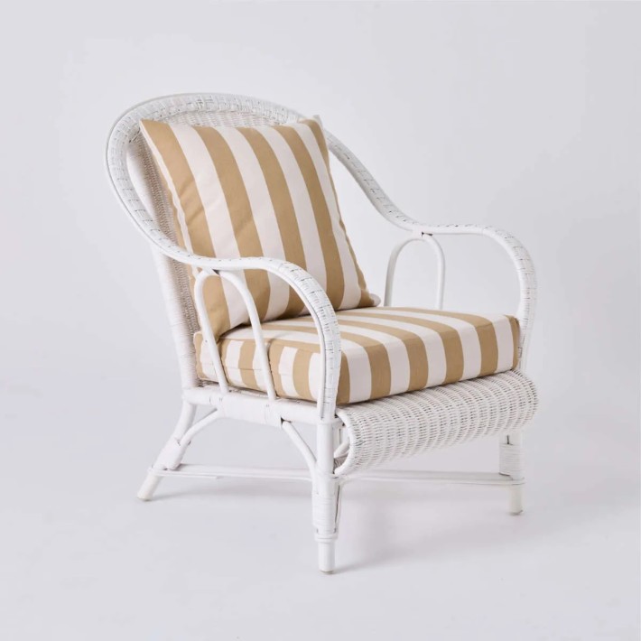 PRIMAVERA armchair in beige striped fabric