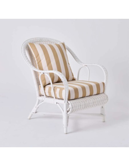 PRIMAVERA armchair in beige striped fabric