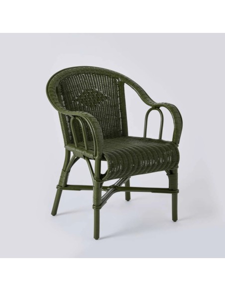 Fauteuil de table en rotin PRIMAVERA couleur vert bronze