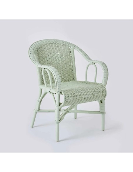 Fauteuil ne rotin collection Primavera laque couleur pistache