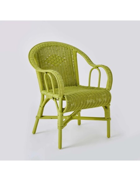 Fauteuil de table collection PRIMAVERA laqué couleur vert gazon