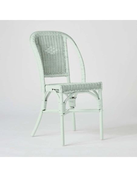 Pistachio lacquered woven rattan chair from the PRIMAVERA collection