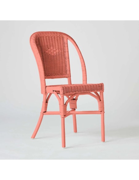 Chaise couleur corail en rotin tressé collection PRIMAVERA