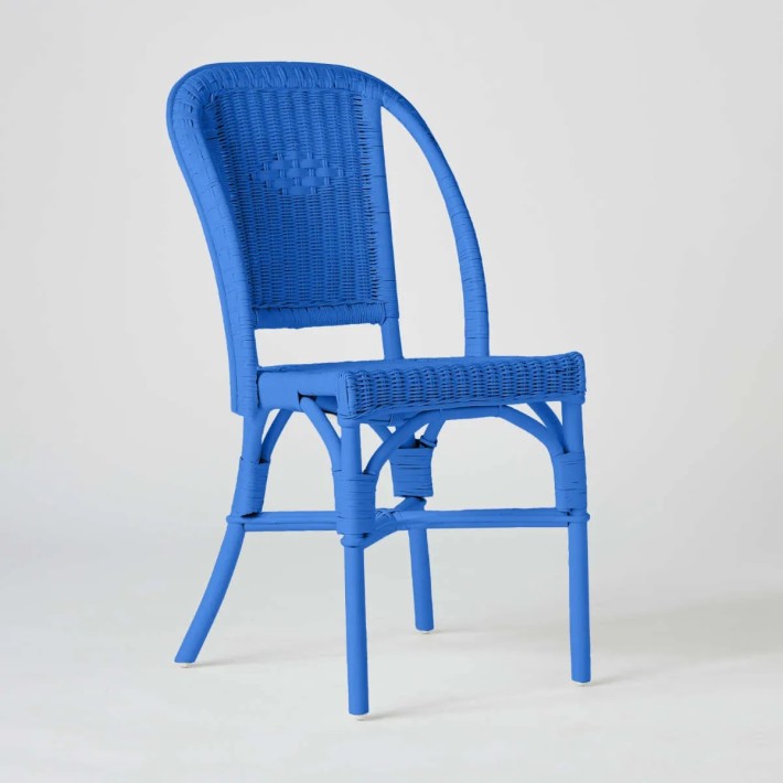 PRIMAVERA rattan chair, Greek blue lacquered