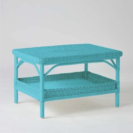 Rectangular coffee table in grass green lacquered rattan 2