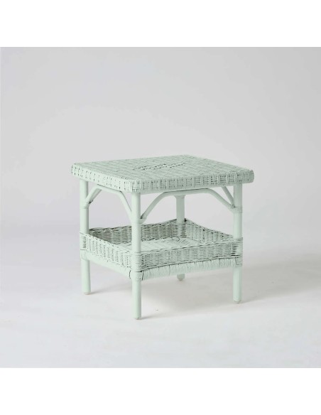 Table basse carrée en rotin laqué pistache collection PRIMAVERA