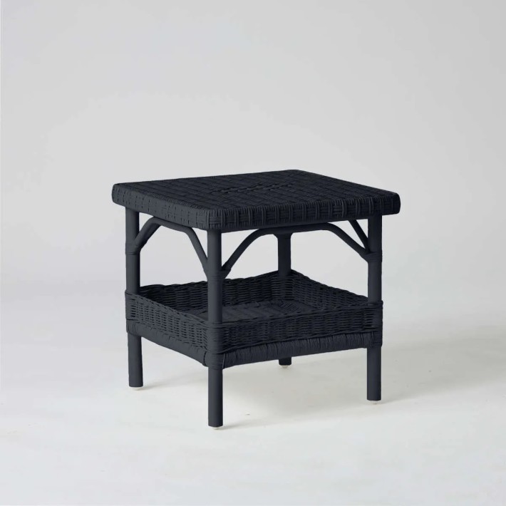 Table basse carrée en rotin laqué noir collection PRIMAVERA