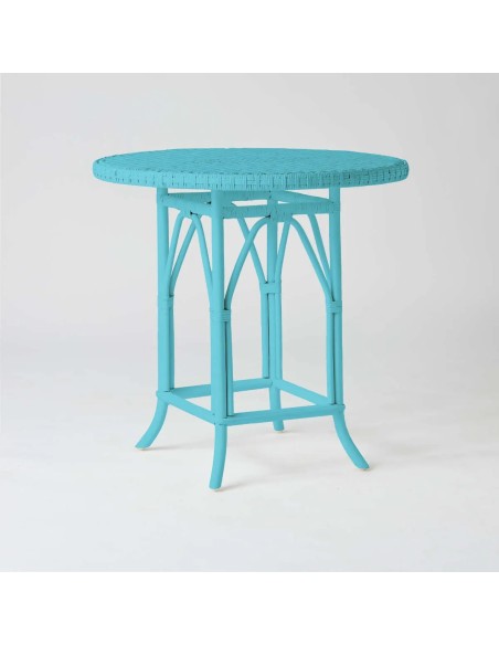 PRIMAVERA azure blue lacquered rattan dining table/pedestal table