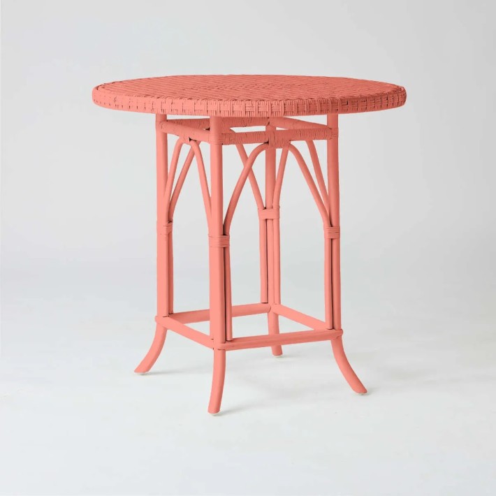 Table de repas / guéridon rotin laqué corail PRIMAVERA