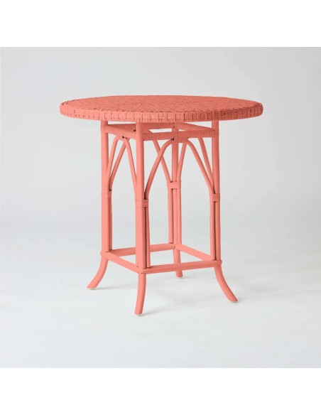PRIMAVERA coral lacquered rattan dining table/pedestal table