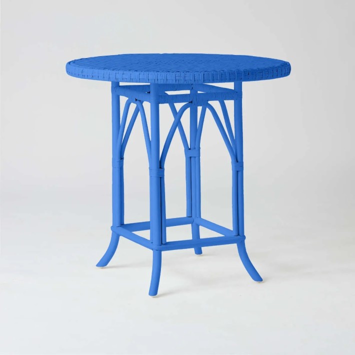 Greek blue lacquered rattan dining table/pedestal table PRIMAVERA