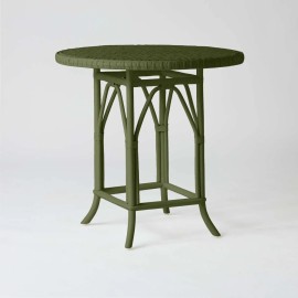 Table de repas / guéridon rotin laqué vert bronze PRIMAVERA