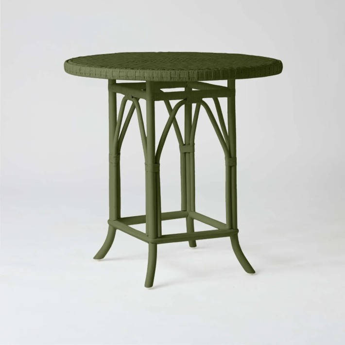 Table de repas / guéridon rotin laqué vert bronze PRIMAVERA