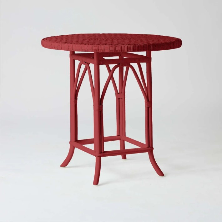 Table de repas / guéridon rotin laqué rouge rubis PRIMAVERA