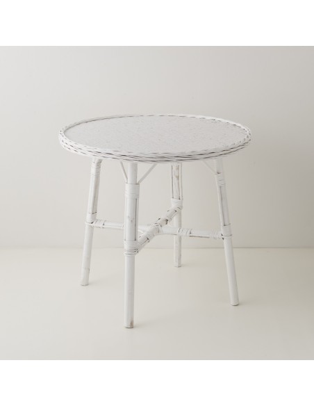 Table de repas diamètre 80 cm en osier laqué Mélanie