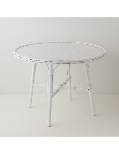 Table repas diamètre 100 cm en osier laqué Mélanie