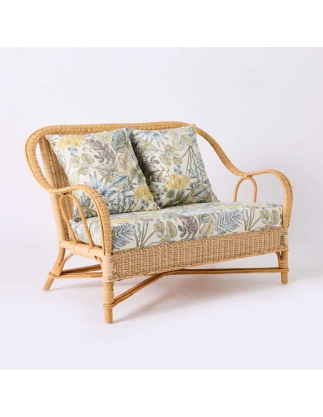 NANTUCKET natural rattan sofa, bouquet ecru grandfather collection