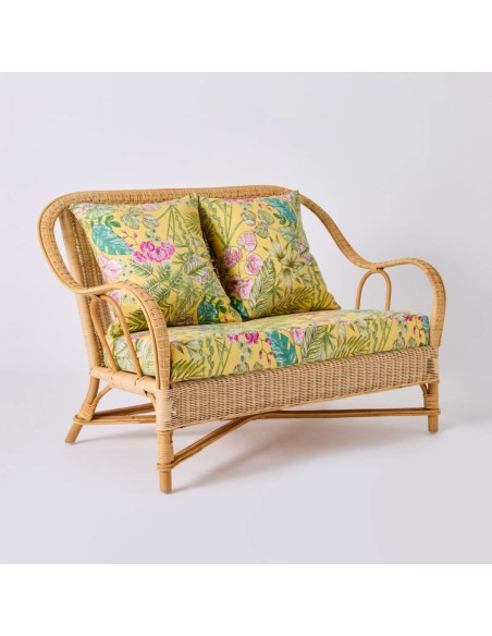 Canapé en rotin naturel NANTUCKET collection grand-père bouquet yellow