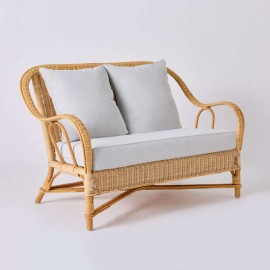 Canapé en rotin naturel NANTUCKET collection grand-père tissu gris perle