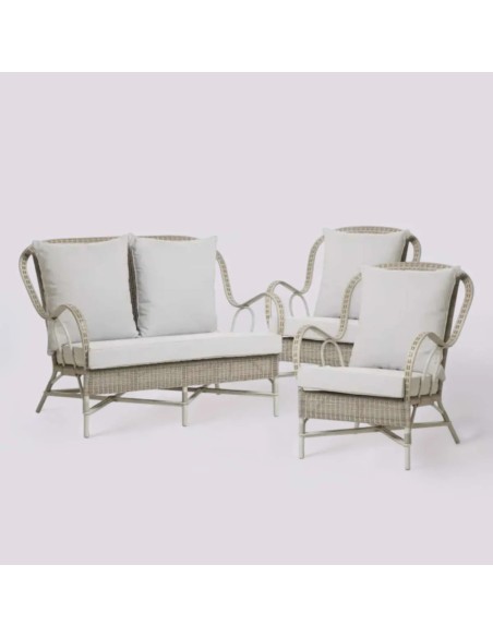 Ensemble de mobilier de jardin Garrigues comprenant un canapé et deux fauteuils