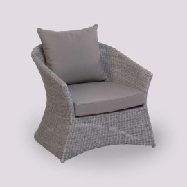 Zenith pebble grey woven resin garden armchair