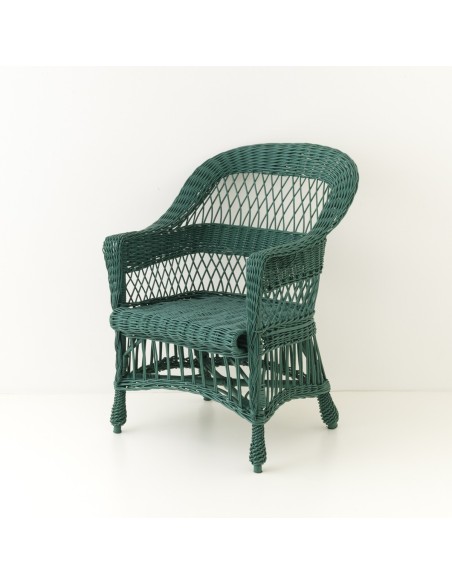Fauteuil en osier ILONA laqué vert sapin