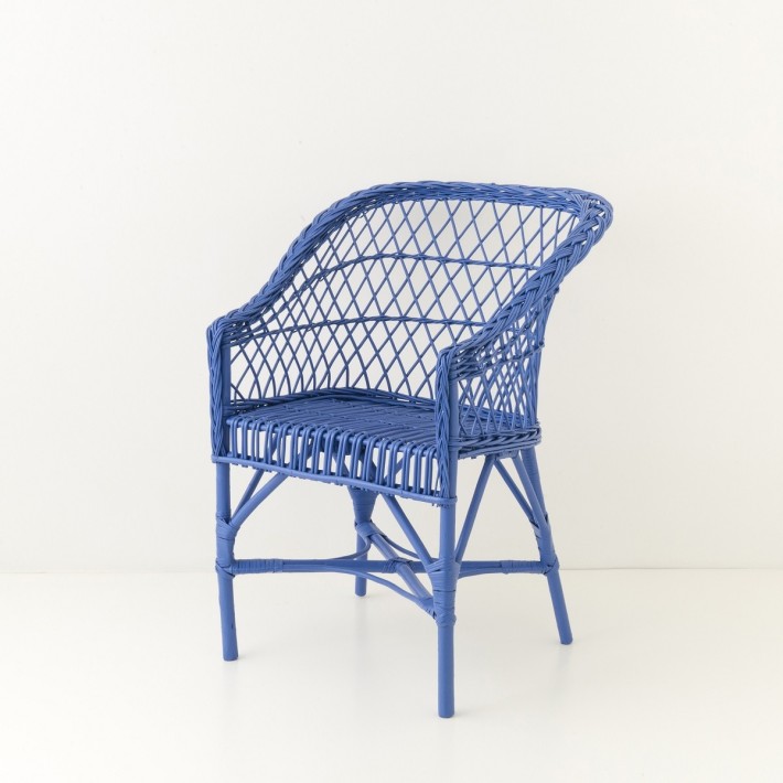 Fauteuil Antonin laqué bleu grec