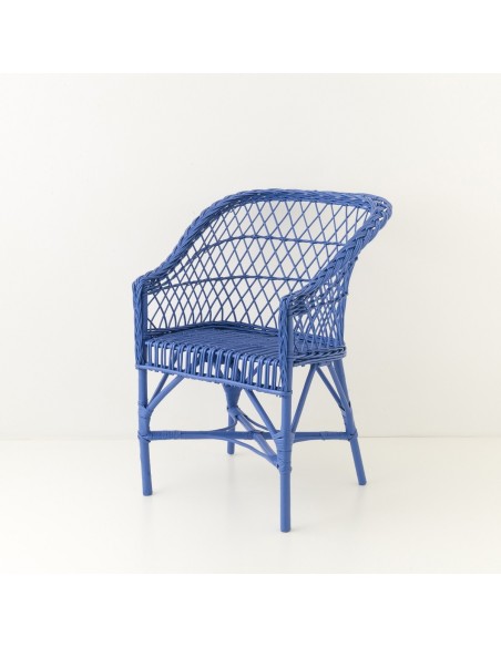 Fauteuil Antonin laqué bleu grec