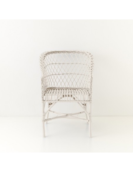 Fauteuil Antonin laqué blanc vu de face