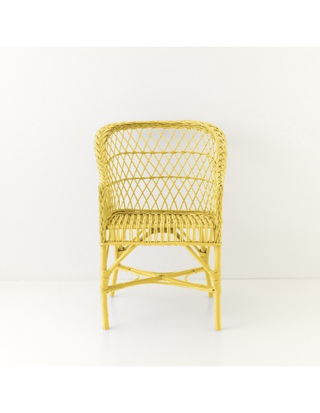Fauteuil Antonin laqué jaune vu de face