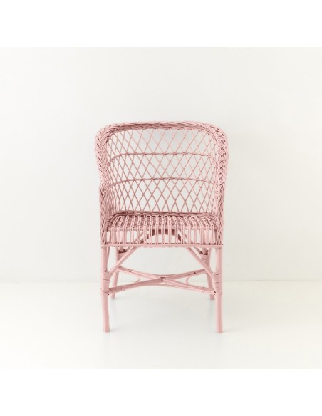 Fauteuil Antonin laqué rose vu de face