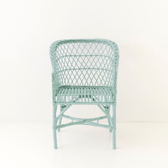 Fauteuil Antonin laqué céladon vu de face