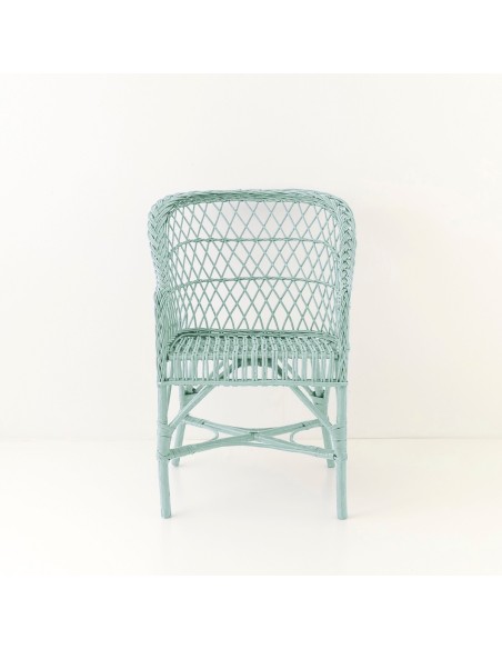 Fauteuil Antonin laqué céladon vu de face