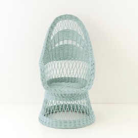 Fauteuil en osier ajouré Firmin laqué céladon 2