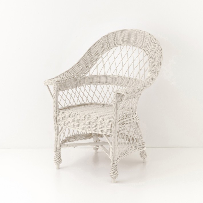 Fauteuil  en osierTom laqué blanc