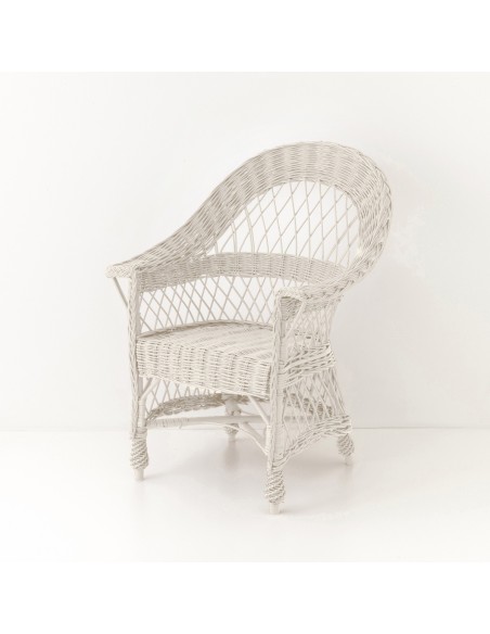 Fauteuil  en osierTom laqué blanc