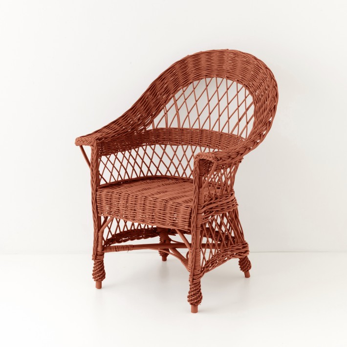 Fauteuil  en osierTom laqué brique