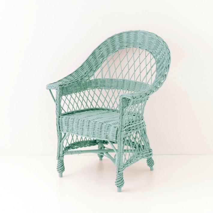 Fauteuil  en osierTom laqué céladon