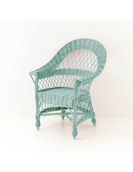 Fauteuil  en osierTom laqué céladon
