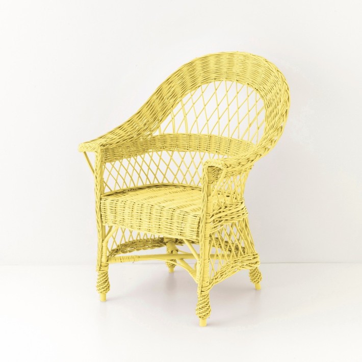 Fauteuil  en osierTom laqué jaune