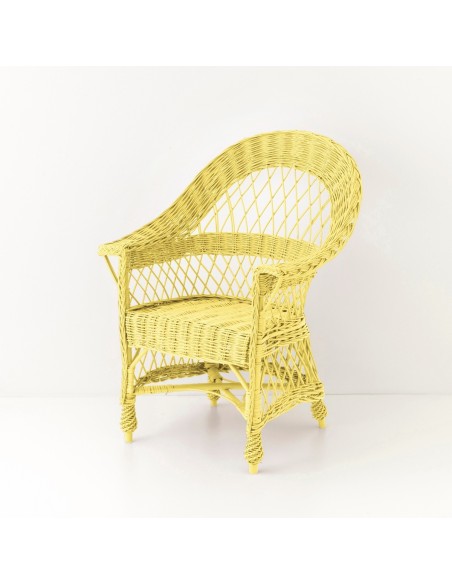Fauteuil  en osierTom laqué jaune