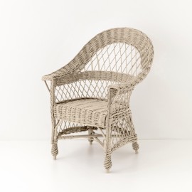 Fauteuil  en osierTom laqué lin