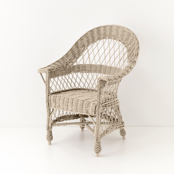 Fauteuil  en osierTom laqué lin