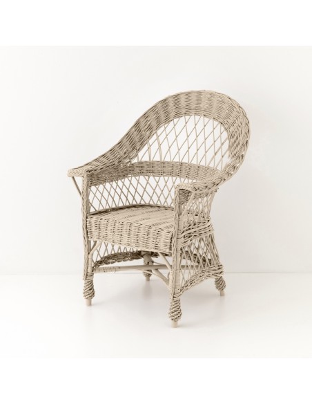 Fauteuil  en osierTom laqué lin